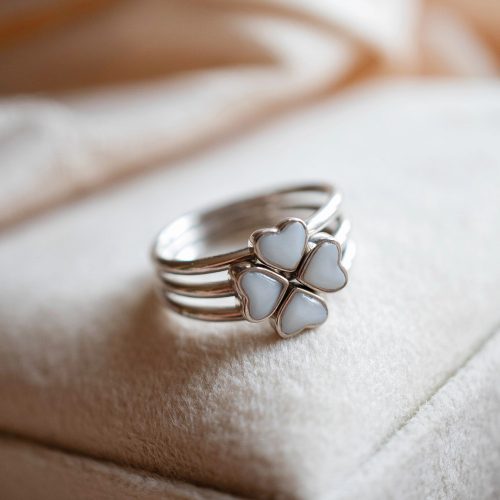 Leaf Heart - 14k arany 3 mm szíves gyűrű szett - anya lánya gyűrűk